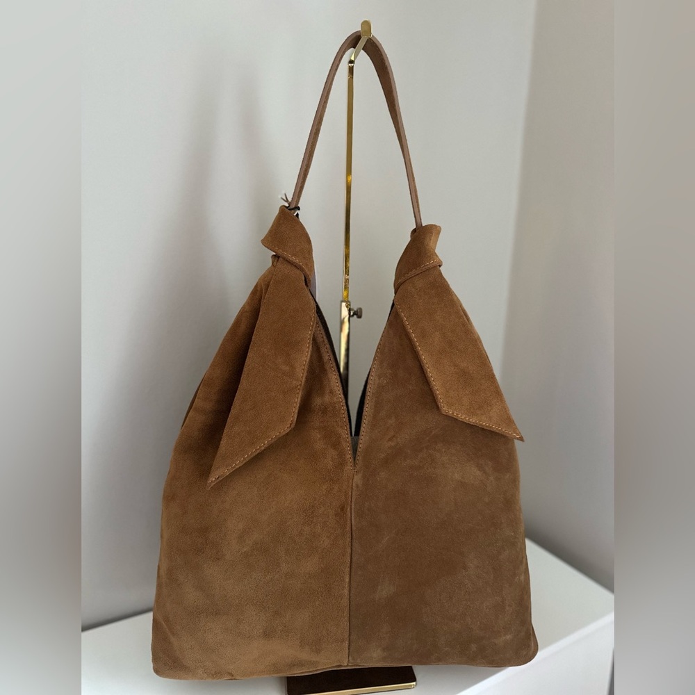 Viral on TikTok DIVINA FIRENZE Cuoio Italian Suede Slouchy Knot Hobo Bag